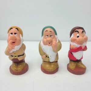 Vtg. Disney Snow White Seven‎ Dwarfs Vinyl Rubber Squeaky Bath Toys Lot of 3